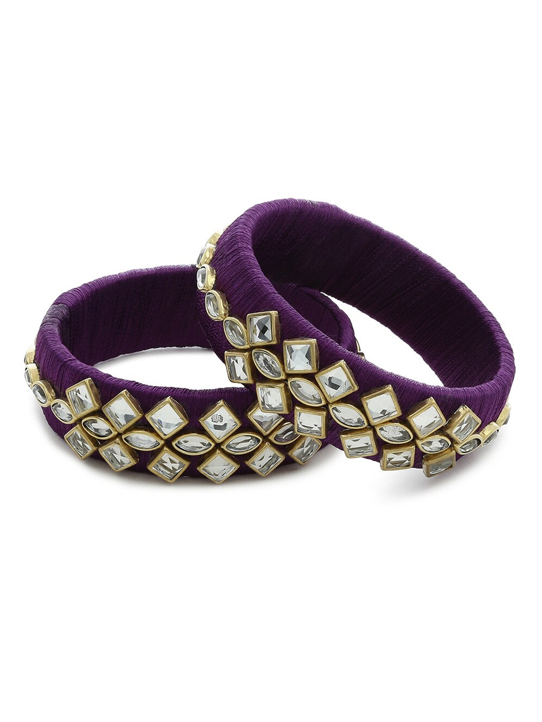 

AKSHARA Girls Set of 2 Purple & White Stone-Studded Handcrafted