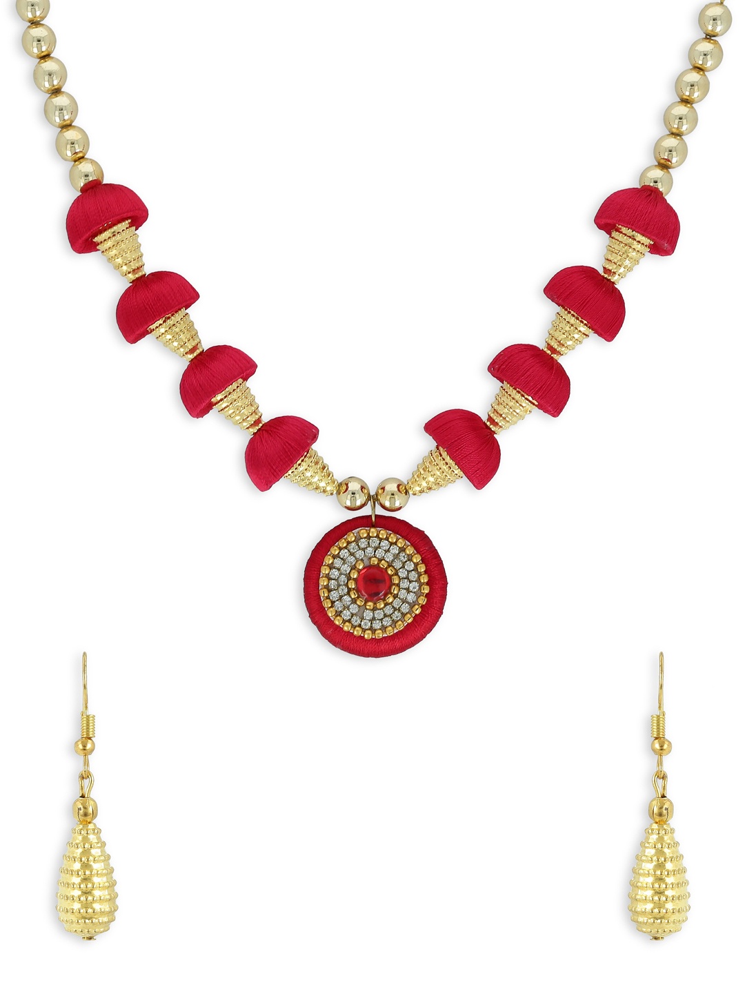

AKSHARA Gold-Plated Red Handcrafted Jewellery Set