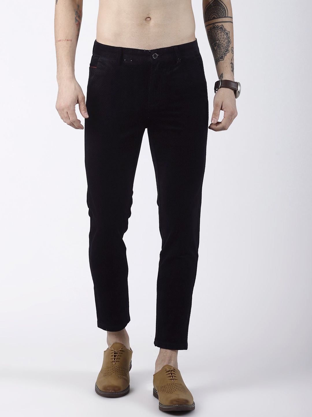 

Rex Straut Jeans Men Navy Blue Printed Slim Fit Regular Trousers
