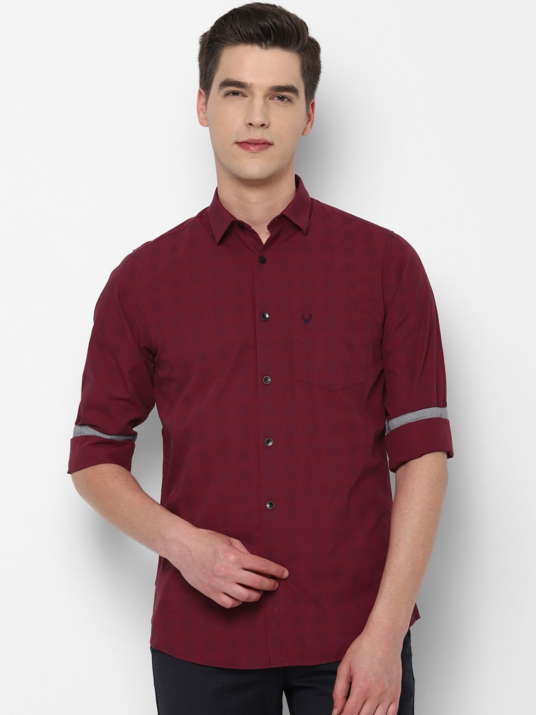 

Allen Solly Men Maroon Slim Fit Checked Casual Shirt
