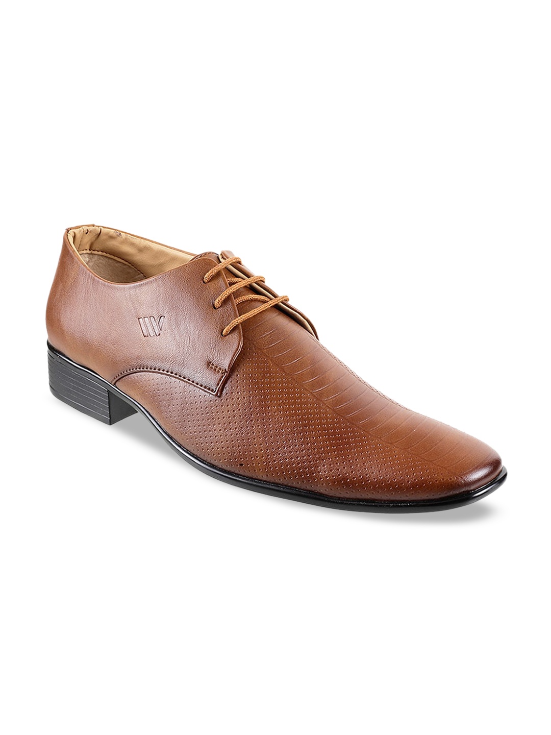

WALKWAY by Metro Men Tan-Brown Textured Synthetic Formal Derbys
