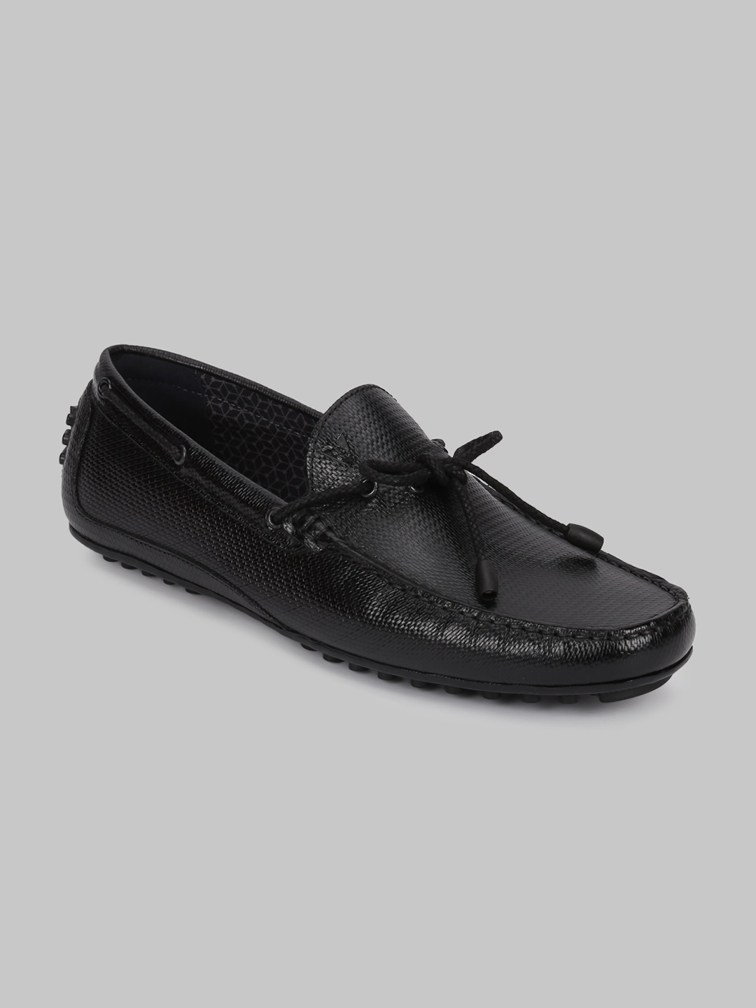 

V8 by Ruosh Men Black Textured Leather Loafers