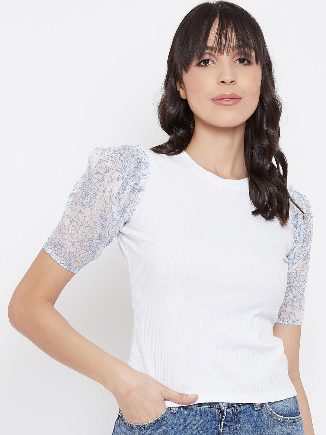 

Madame White Solid Fitted Top