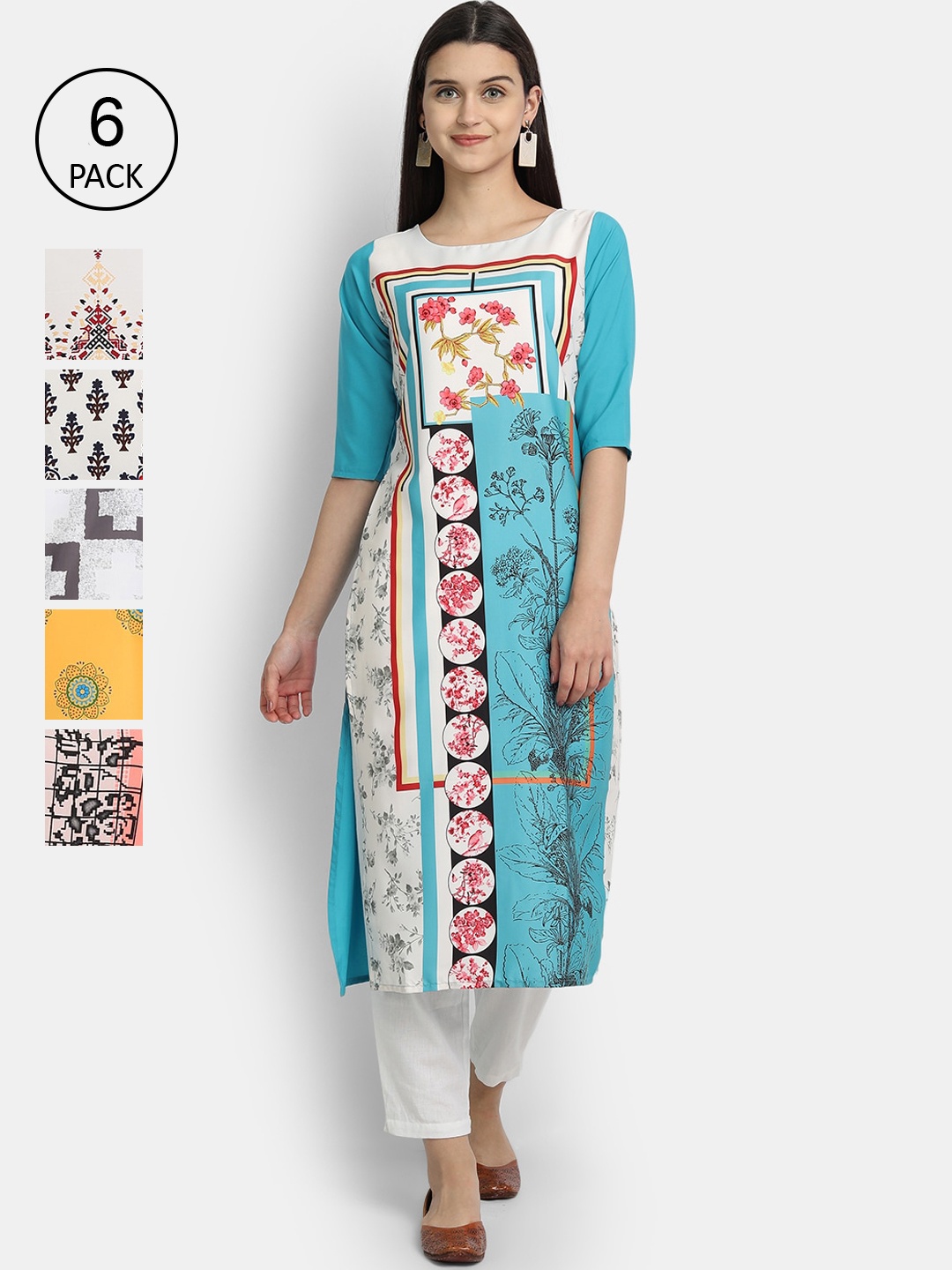 

Ethnic basket Women Multicoloured Floral Printed Crepe Kurta, Multi