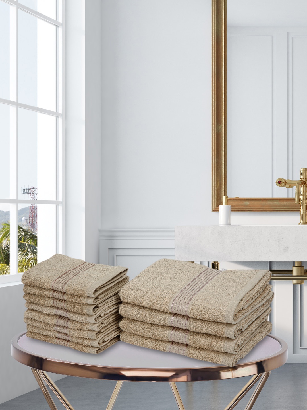 

KOPA Set Of 12 Taupe Solid 100% Cotton Super-Soft Terry Towel Set