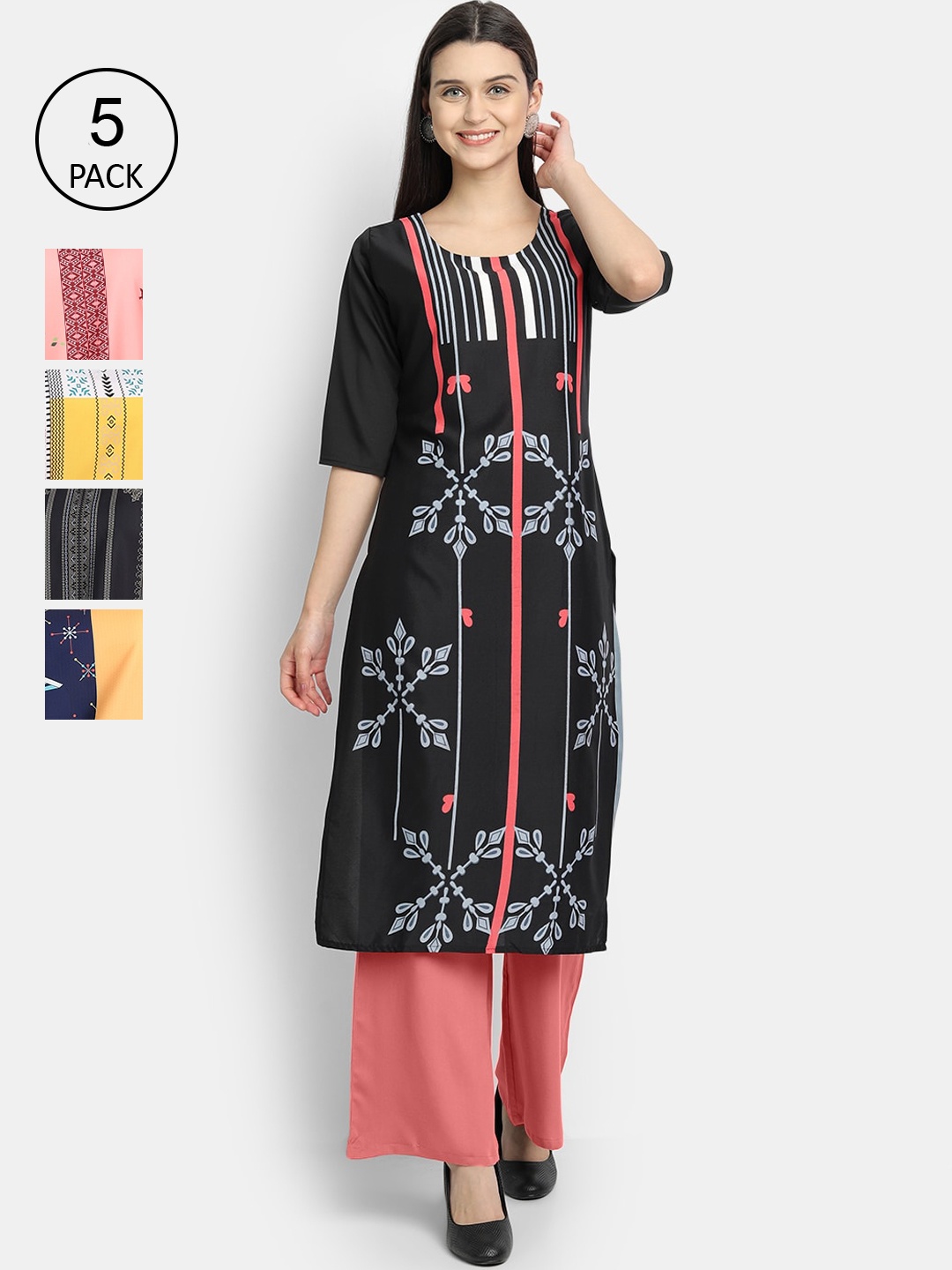 

Ethnic basket Women Multicoloured Ethnic Motifs Printed Crepe Kurta, Multi