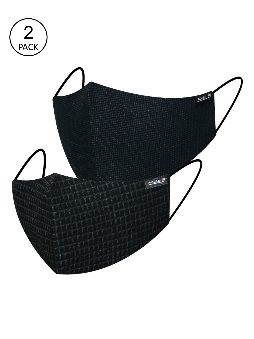 

inocenCia Women Pack of 2 2-Ply Anti-Dust Reusable Outdoor Face Cloth Masks, Charcoal
