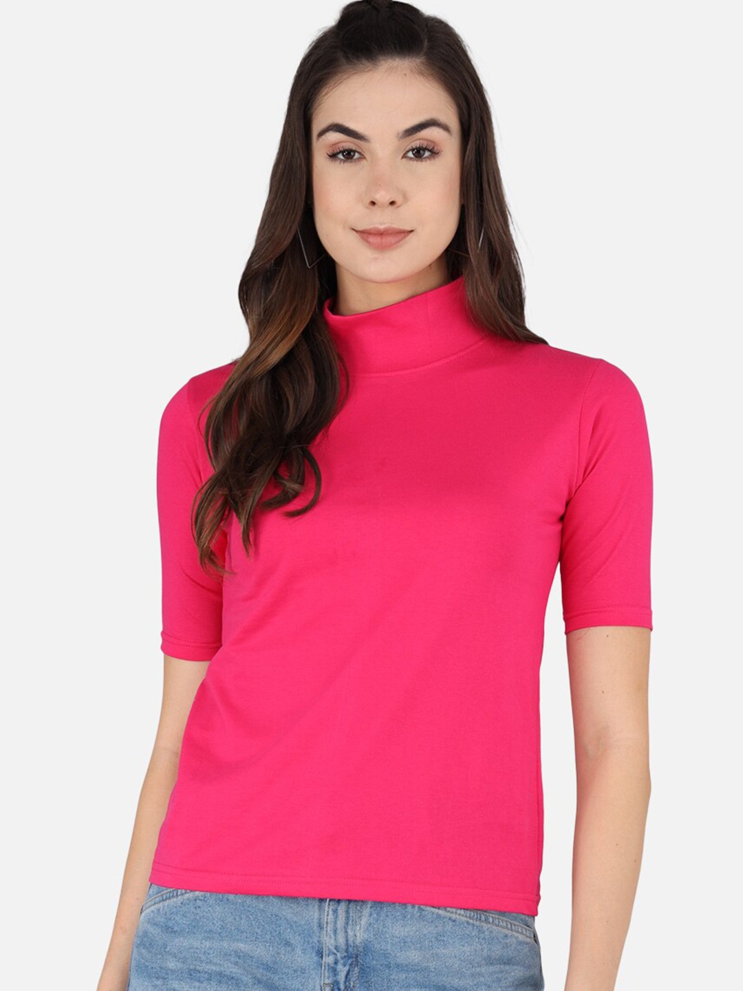 

The Dry State Women Pink Solid V-Neck T-shirt