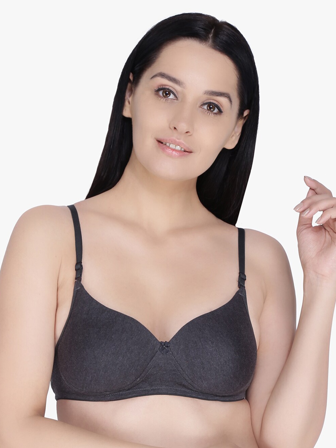 

Anoma Charcoal Grey Solid Non-Wired Lightly Padded Everyday Bra ANM01