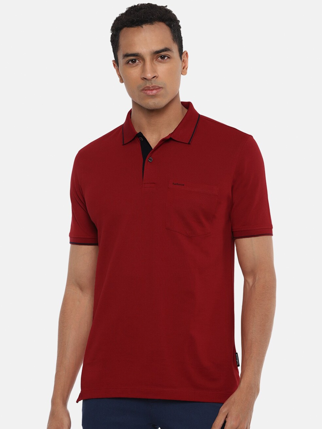 

Van Heusen Men Red Polo Collar T-shirt