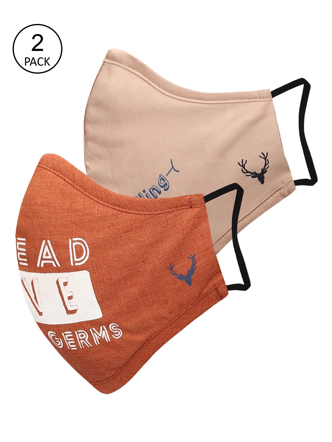 

Allen Solly Kids Pack Of 2 Printed 2 ply Cotton Cloth Masks, Orange