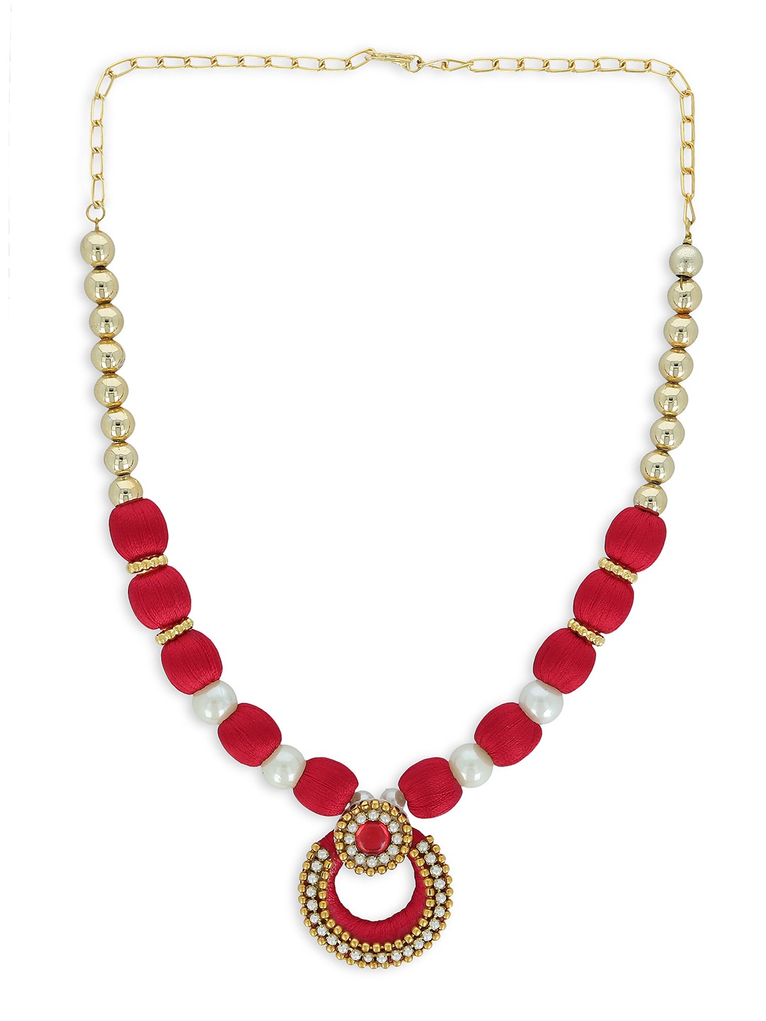 

AKSHARA Girls Red Gold-Plated Handcrafted Necklace