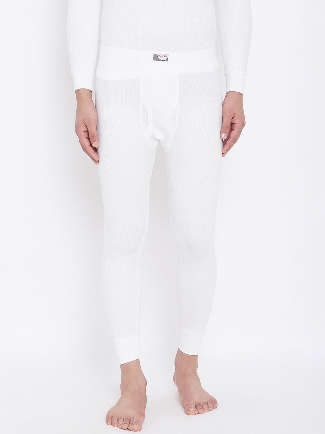 

NEVA Men Off-White Self-Design Cotton Thermal Bottoms