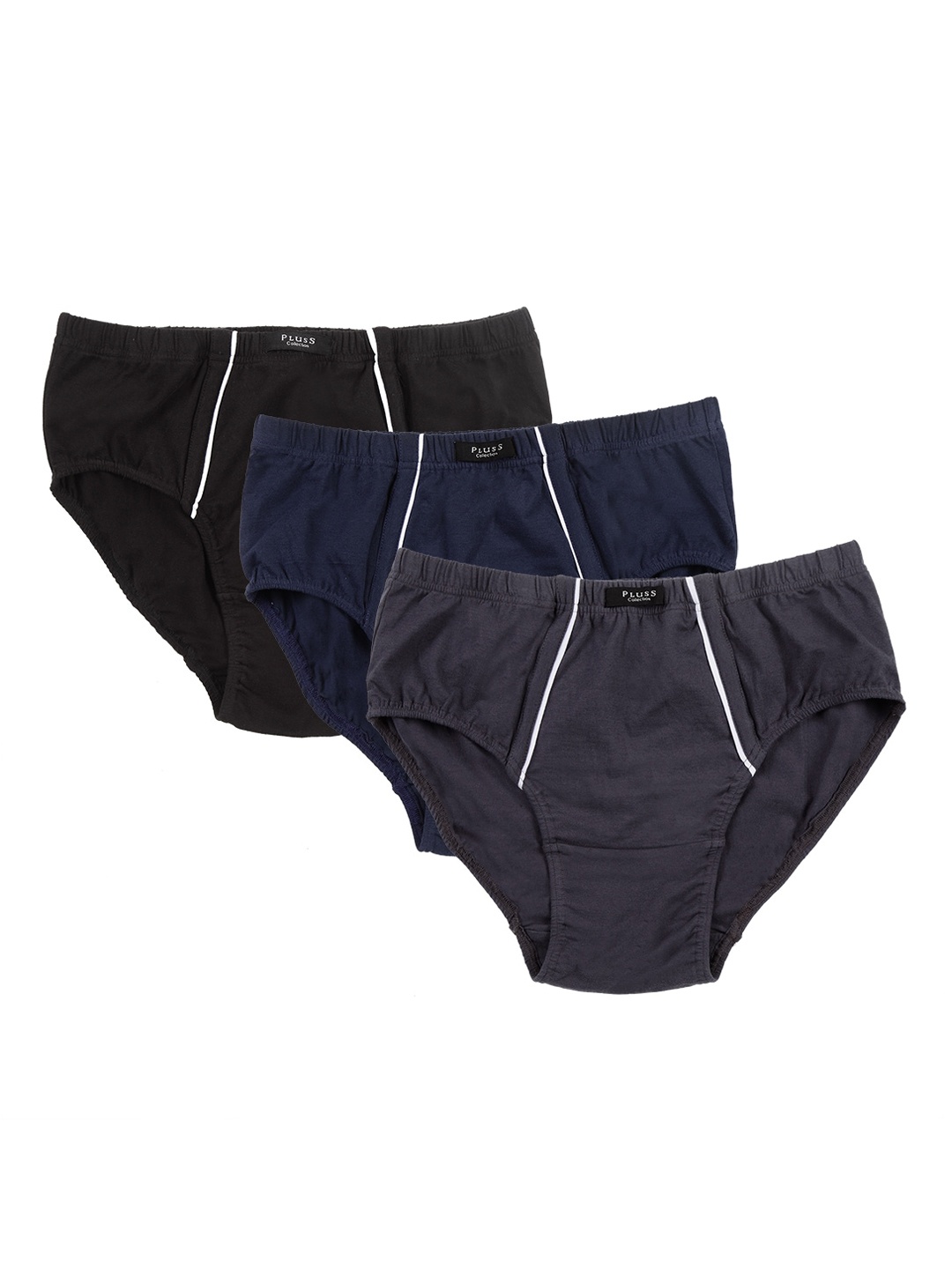 

plusS Men Pack Of 3 Solid Pure Cotton Trunks TRUNK10067, Black