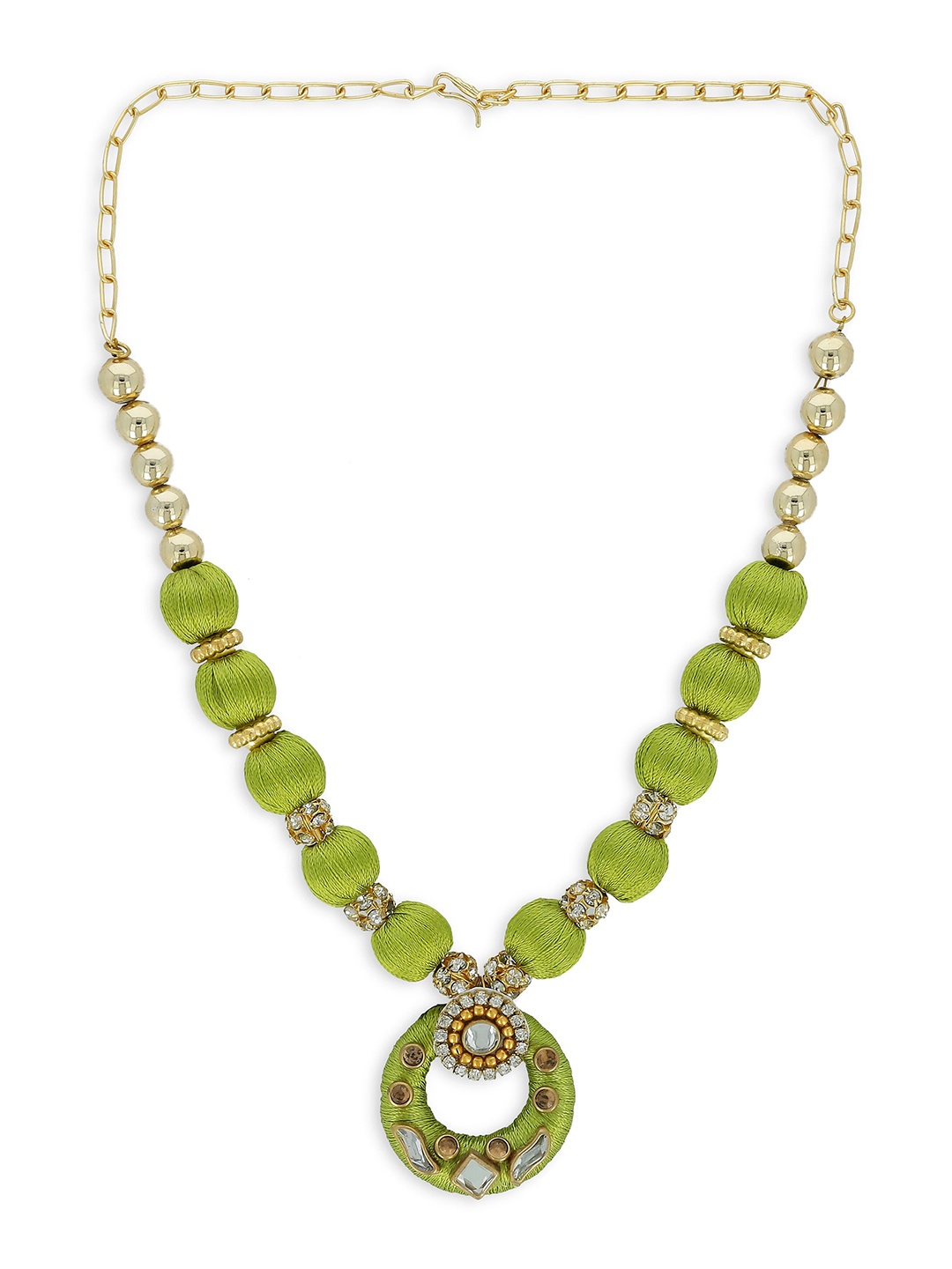 

AKSHARA Girls Gold-Plated & Green Statement Handcrafted Necklace