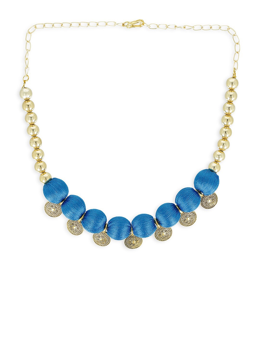 

AKSHARA Girls Gold-Toned & Blue Alloy Gold-Plated Handcrafted Necklace