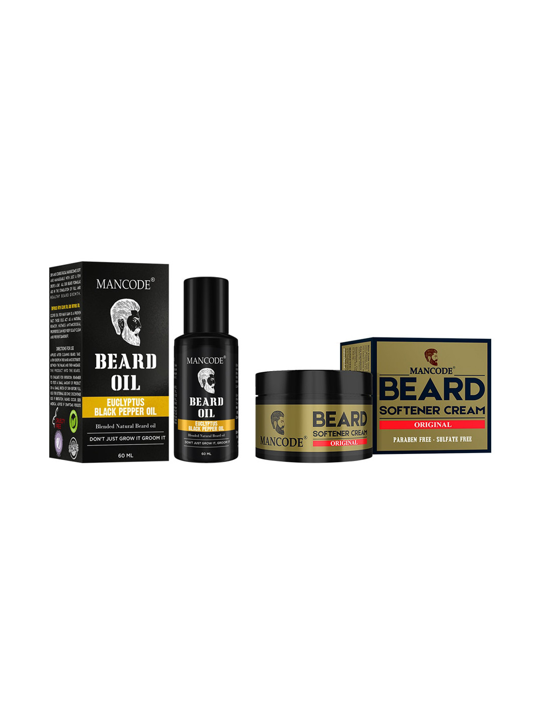

MANCODE Pack of 2 Beard Oil & Beard Softening Cream Original 50gm, Black