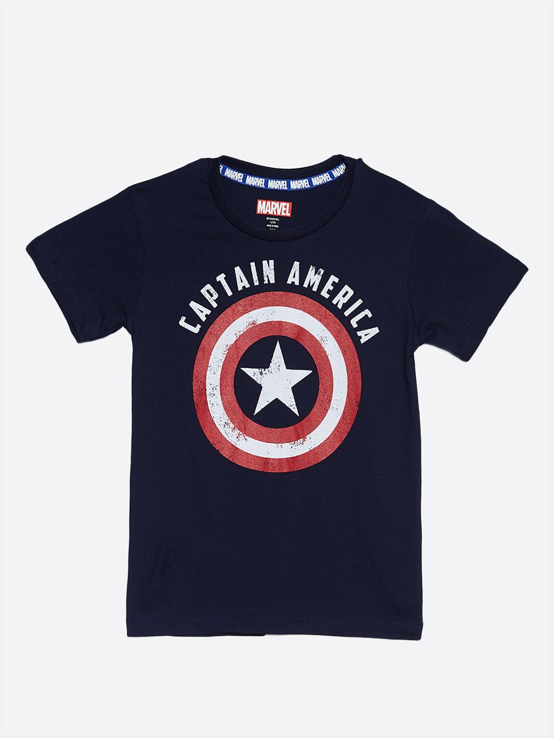 

Kids Ville Boys Navy Blue Captain America Featured Crew Neck Round Neck Tshirt