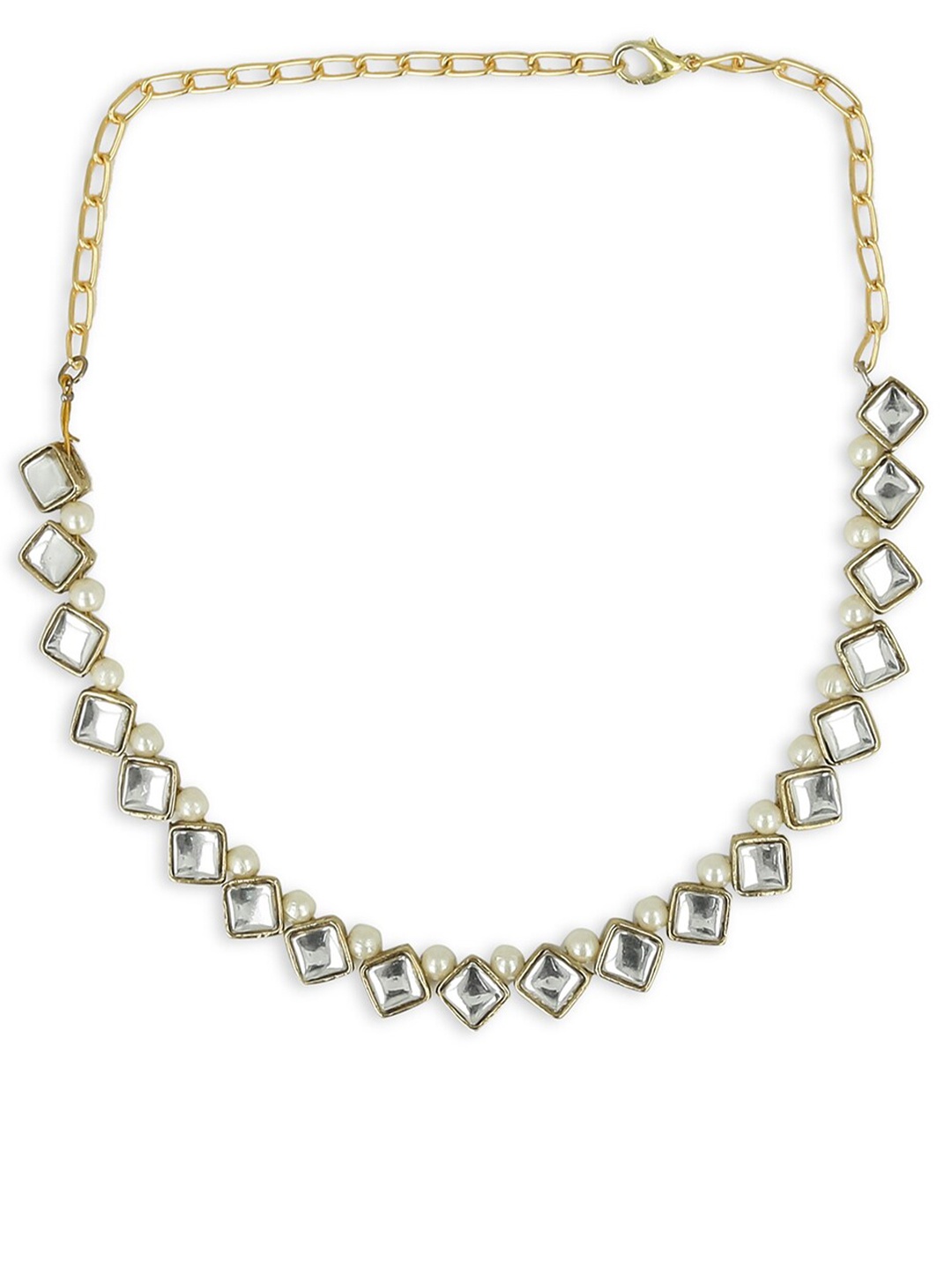 

AKSHARA Girls Gold-Toned & White Alloy Gold-Plated Handcrafted Necklace