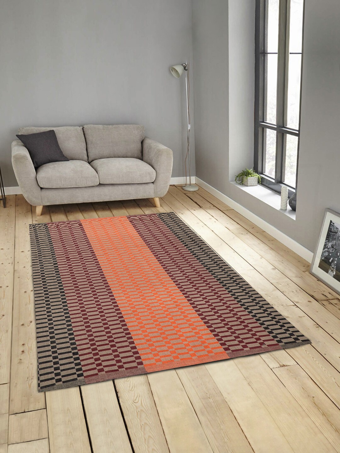 

KLOTTHE Multicoloured Striped Anti-Skid Cotton Dhurrie, Multi