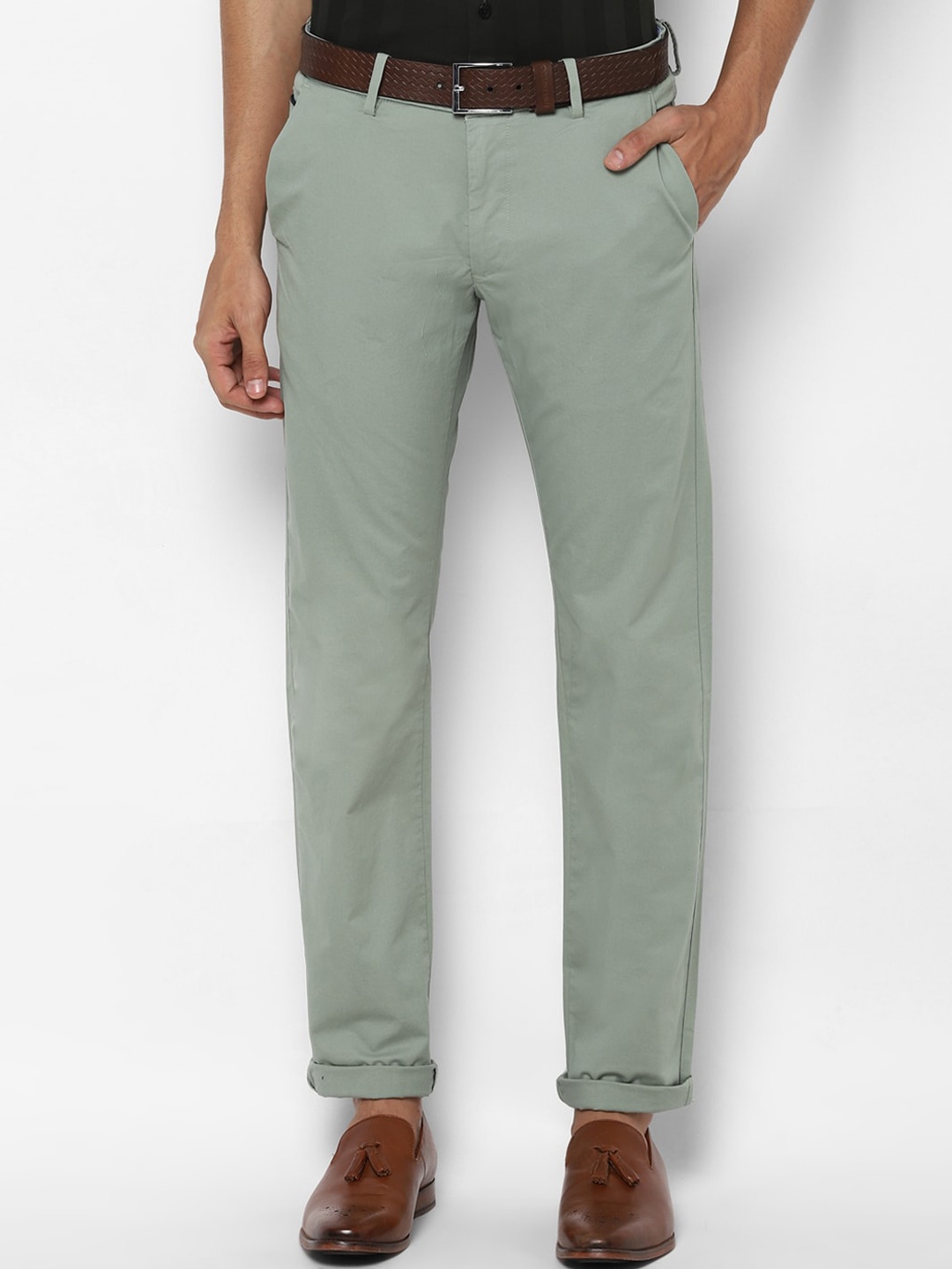 

Allen Solly Men Green Slim Fit Regular Trousers