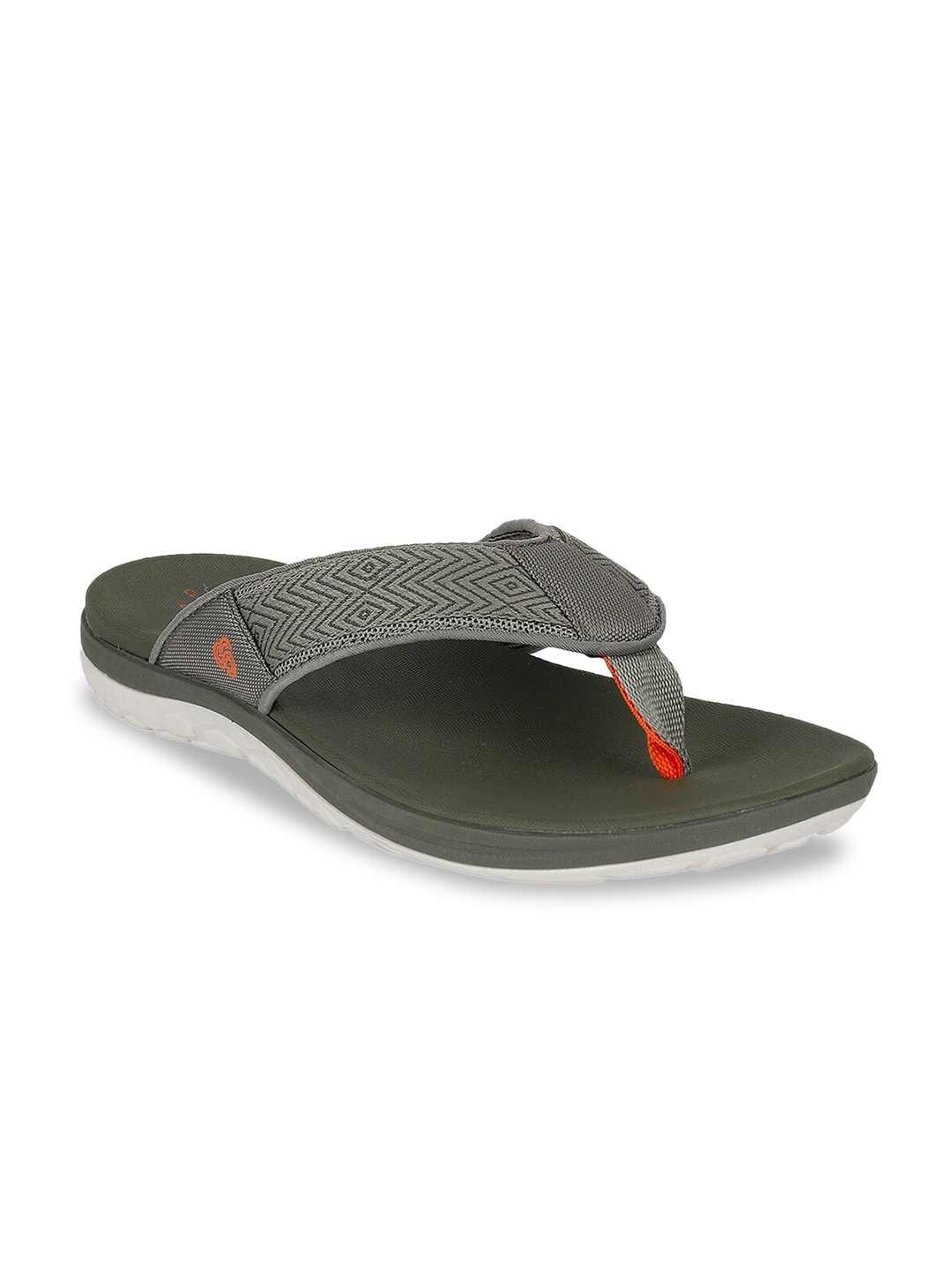 

Clarks Men Olive Green & Grey Thong Flip-Flops