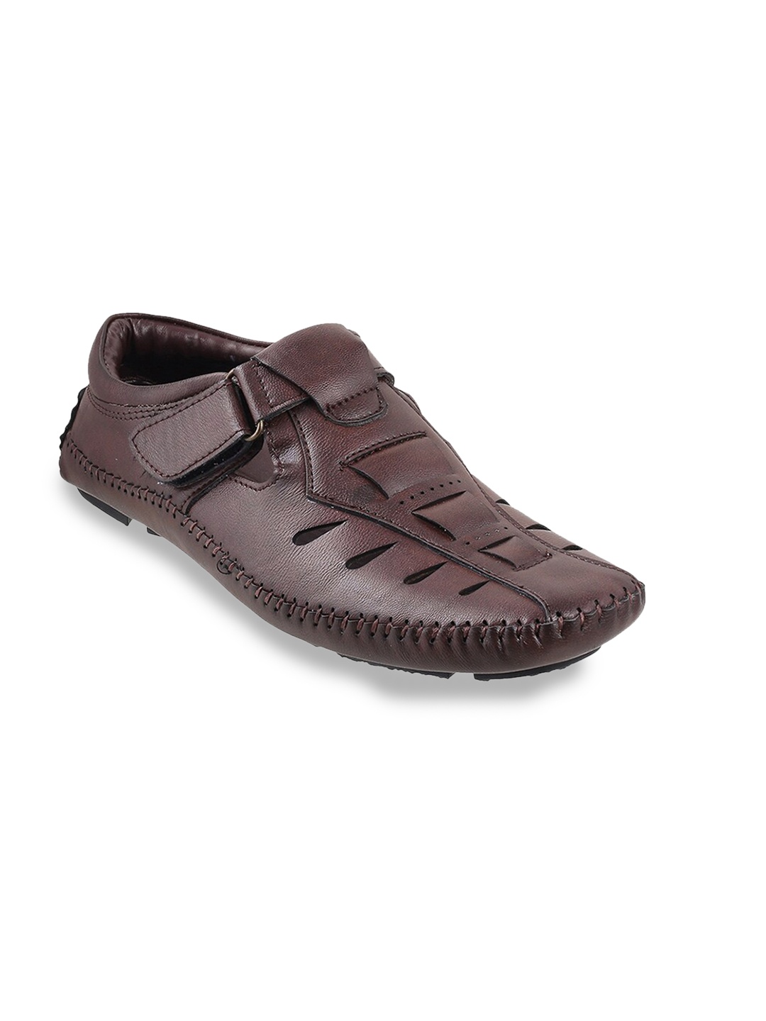 

WALKWAY by Metro Men Brown Leather Shoe-Style Sandals