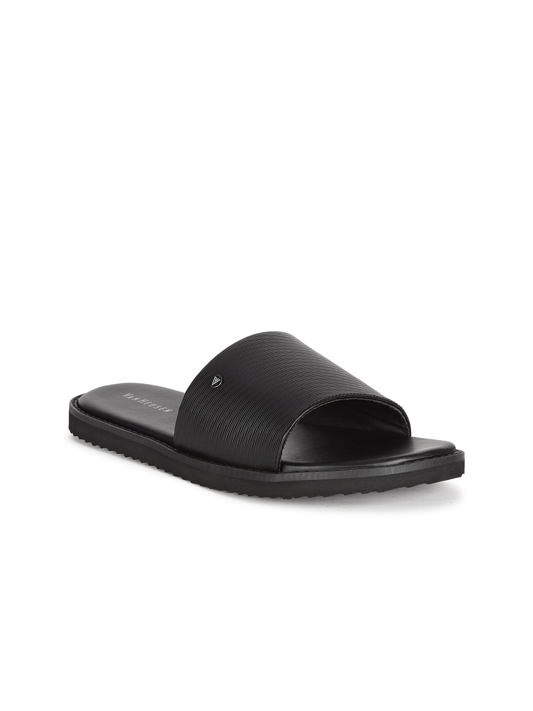 

Van Heusen Men Black Leather Comfort Sandals