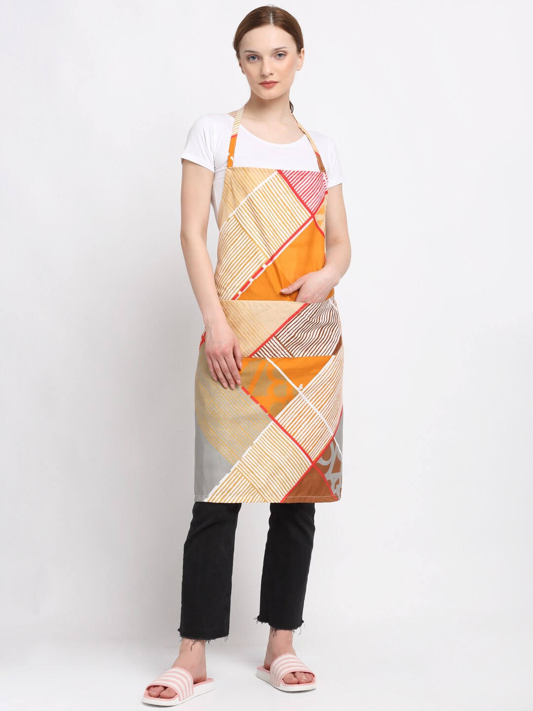

KLOTTHE Orange & Red Printed 210 TC Apron