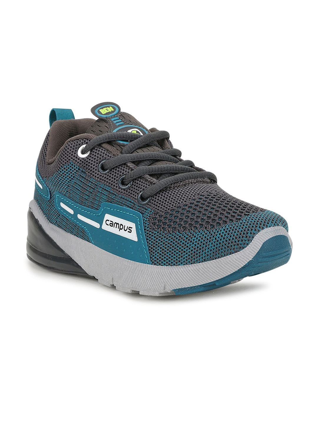Campus Kids Grey & Teal Blue Running Shoes