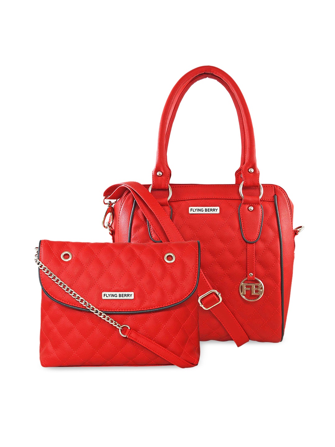 

FLYING BERRY Red Set Of 2 Quilted Sling & Handheld Bag