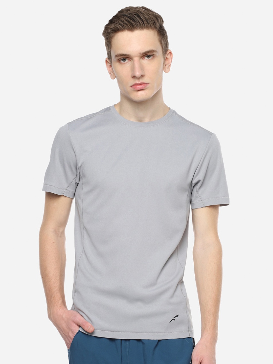 

FURO by Red Chief Men Grey Solid Round Neck T-shirt