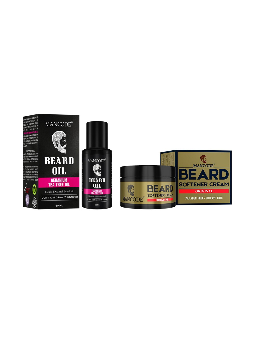 

MANCODE Set of 2 Beard Oil & Beard Softening Cream Original 50gm, Black