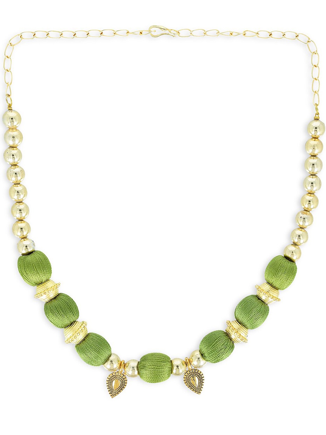 

AKSHARA Girls Gold-Plated & Green Statement Handcrafted Necklace