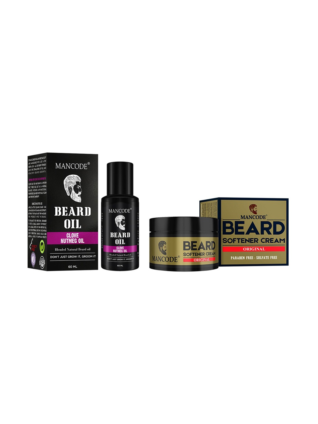 

MANCODE Set of 2 Beard Oil & Beard Softening Cream Original, Black