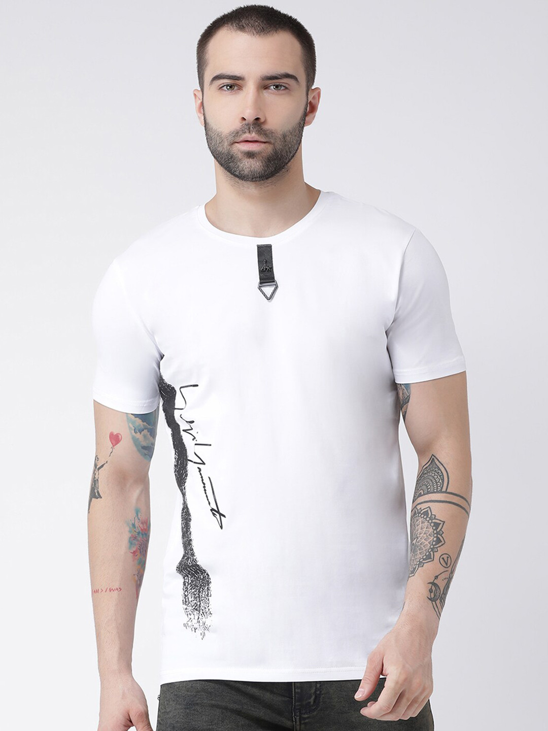 

Rex Straut Jeans Men White Printed Slim Fit T-shirt