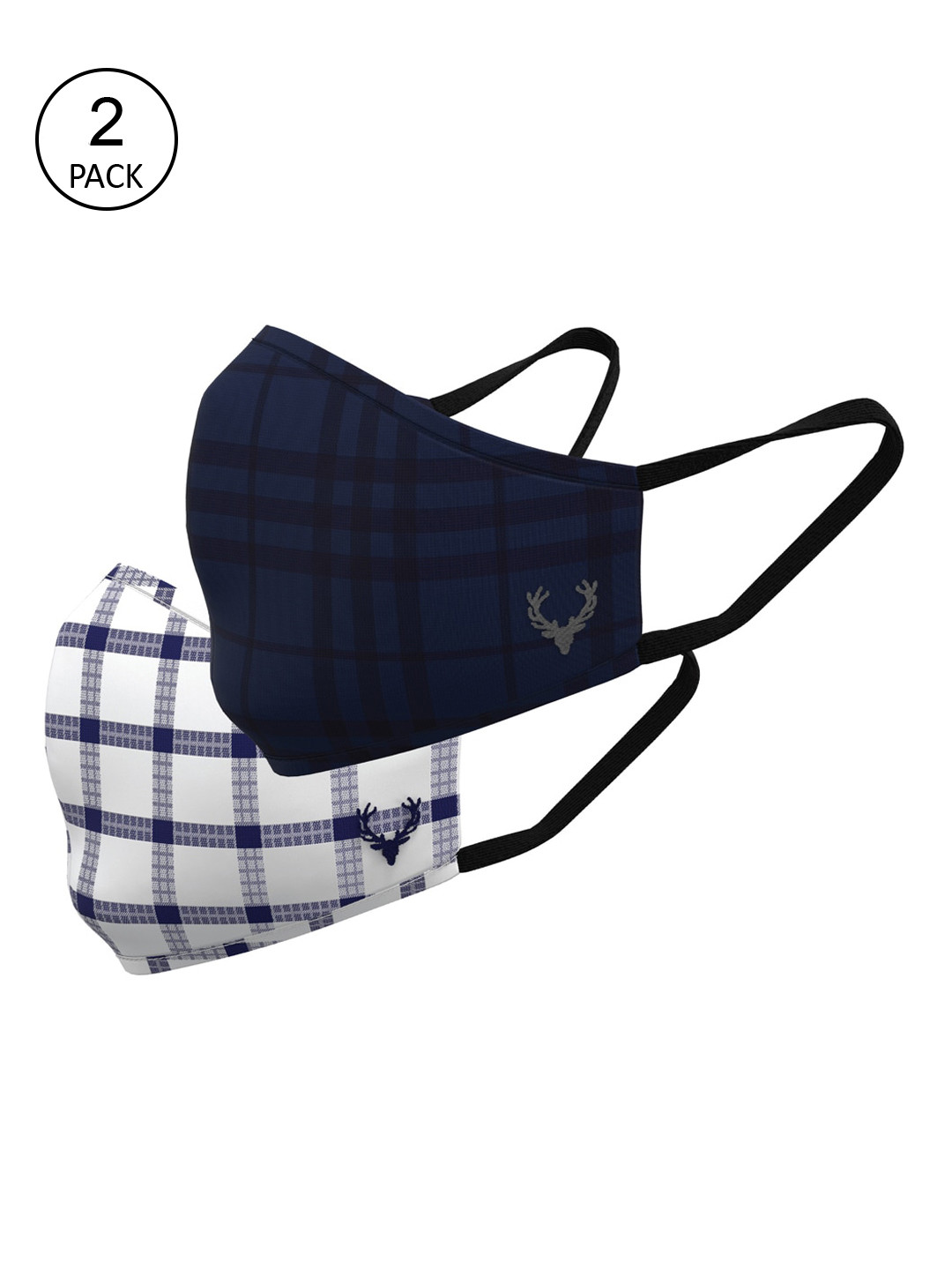 

Allen Solly Pack Of 2 White & Blue Checked 3-Ply Cotton Cloth Masks
