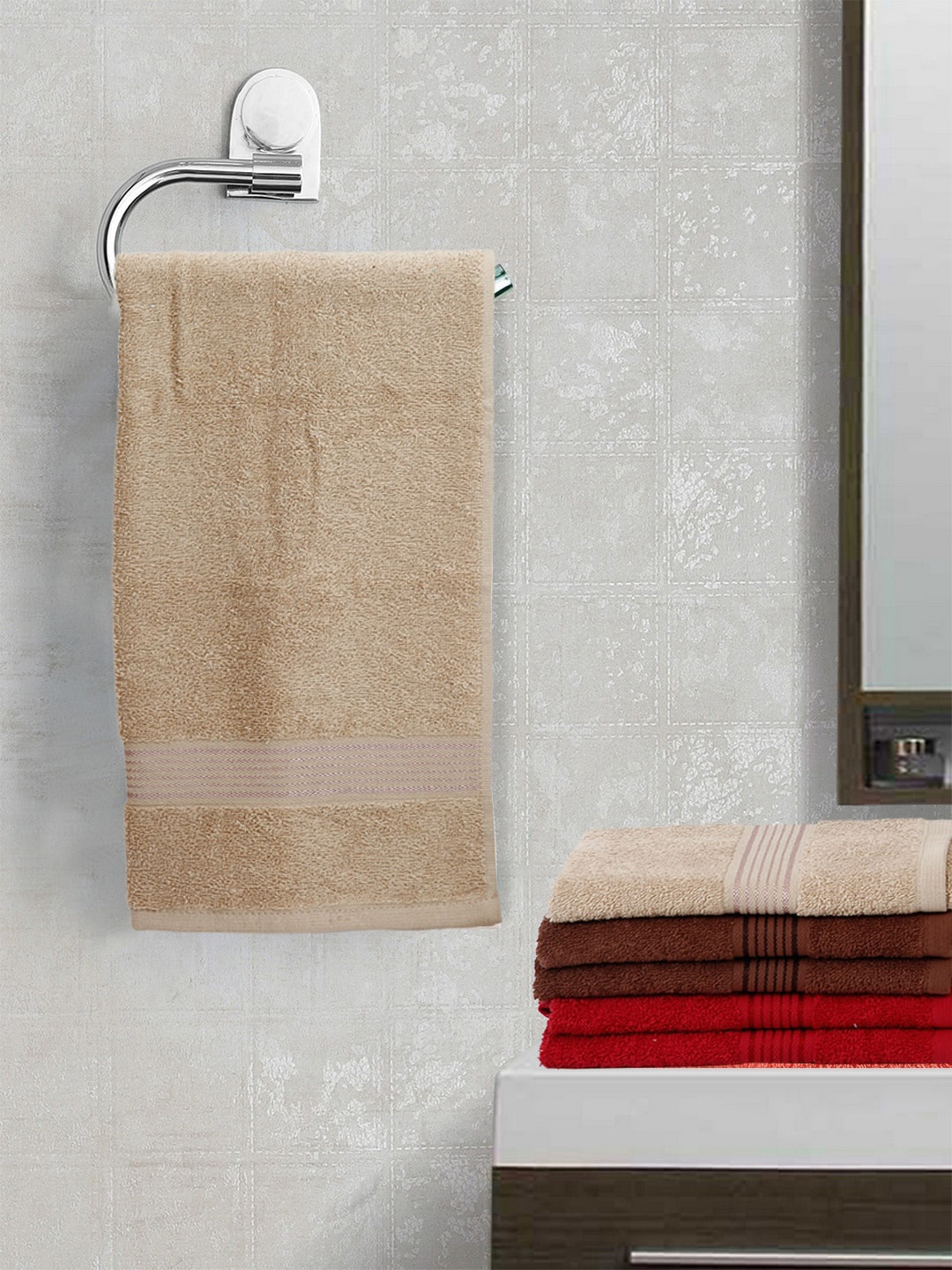 

KOPA Multicoloured Set of 6 Solid 380 GSM Cotton Hand Towels, Multi