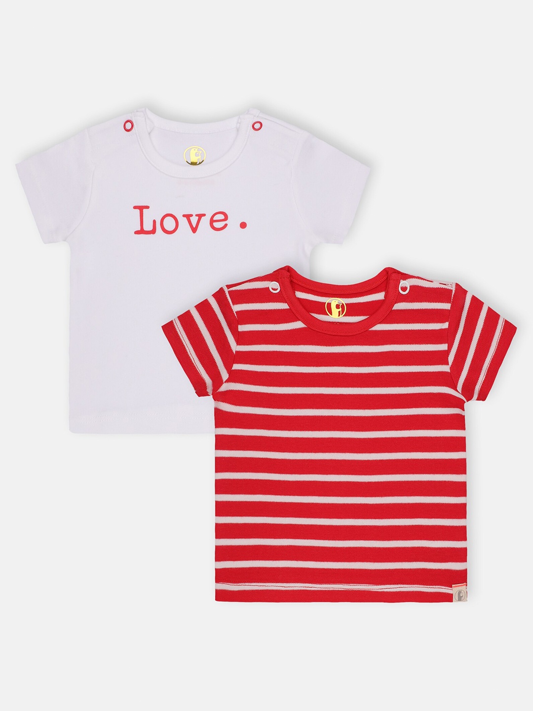 

Babysafe Boys Pack of 2 Round Neck Cotton T-shirts, White