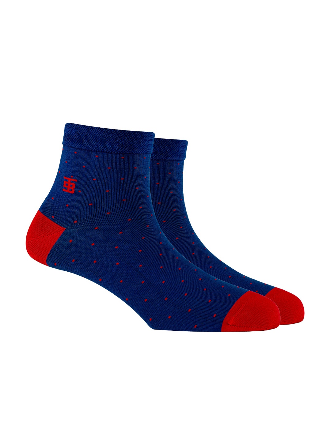 

SockSoho Men Blue & Red Patterned Above Ankle-Length Socks