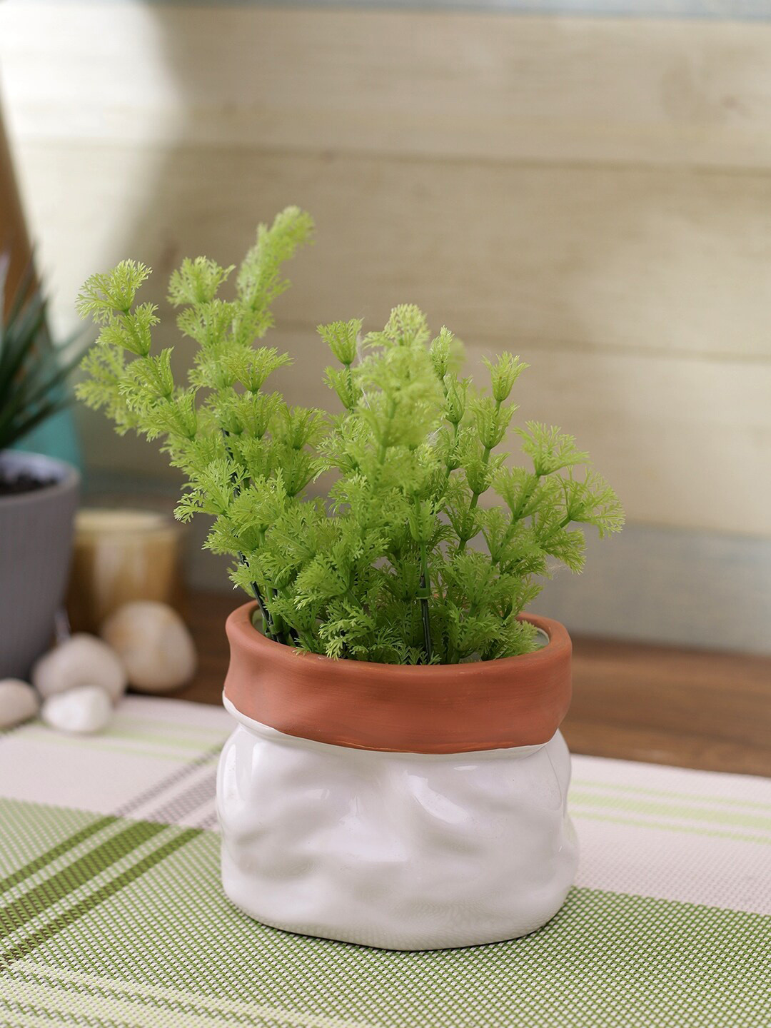

Aapno Rajasthan White & Brown Textured Ceramic Pot