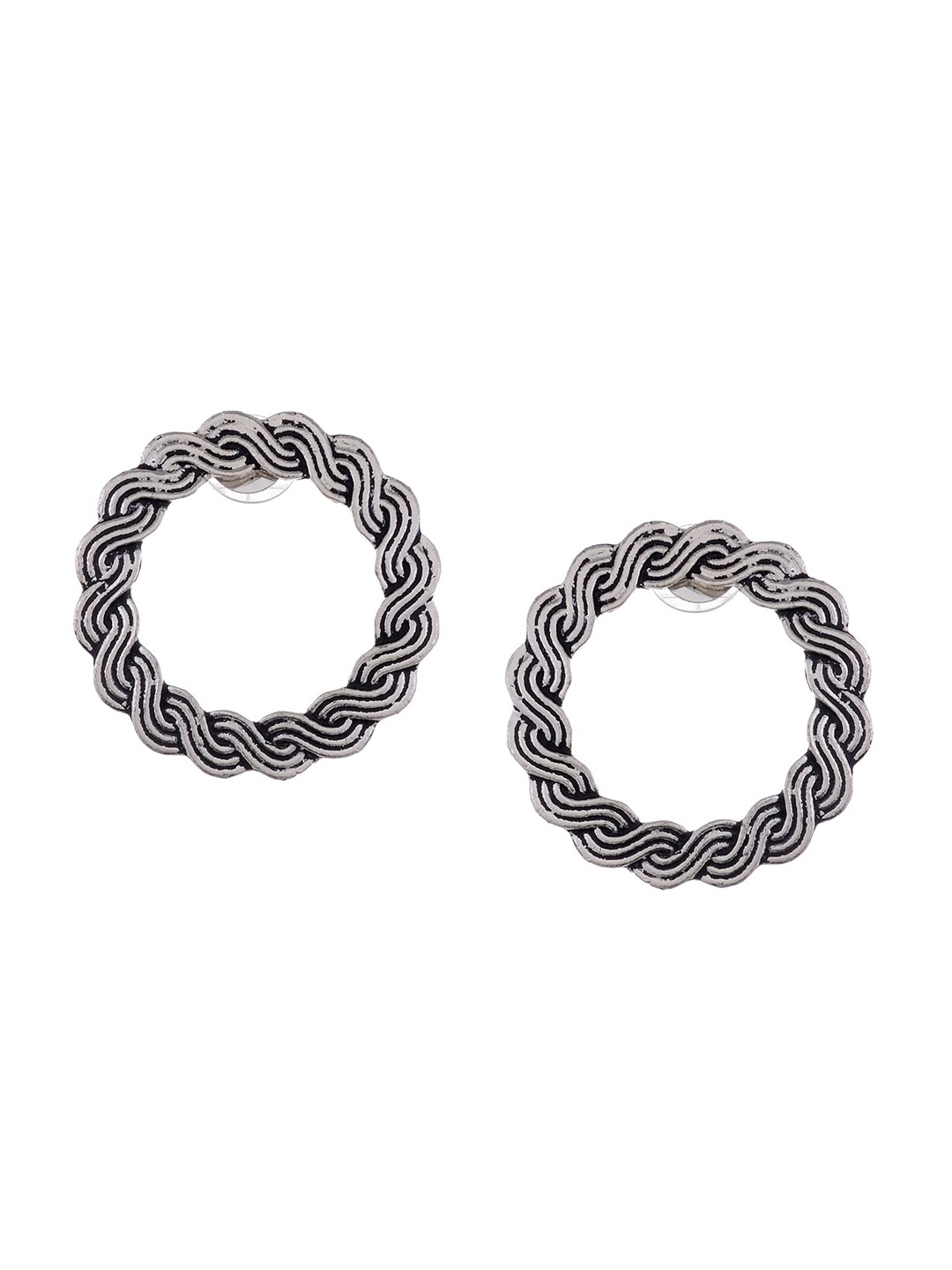 

Silvermerc Designs Oxidised Silver-Plated Contemporary Drop Earrings