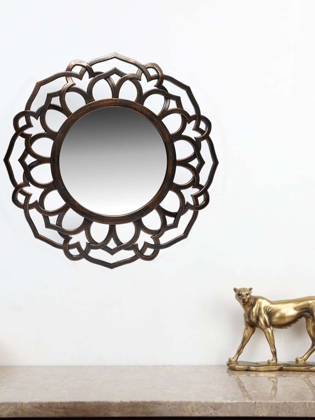

Home Centre Brown Corvus Flower Border Wall Mirror