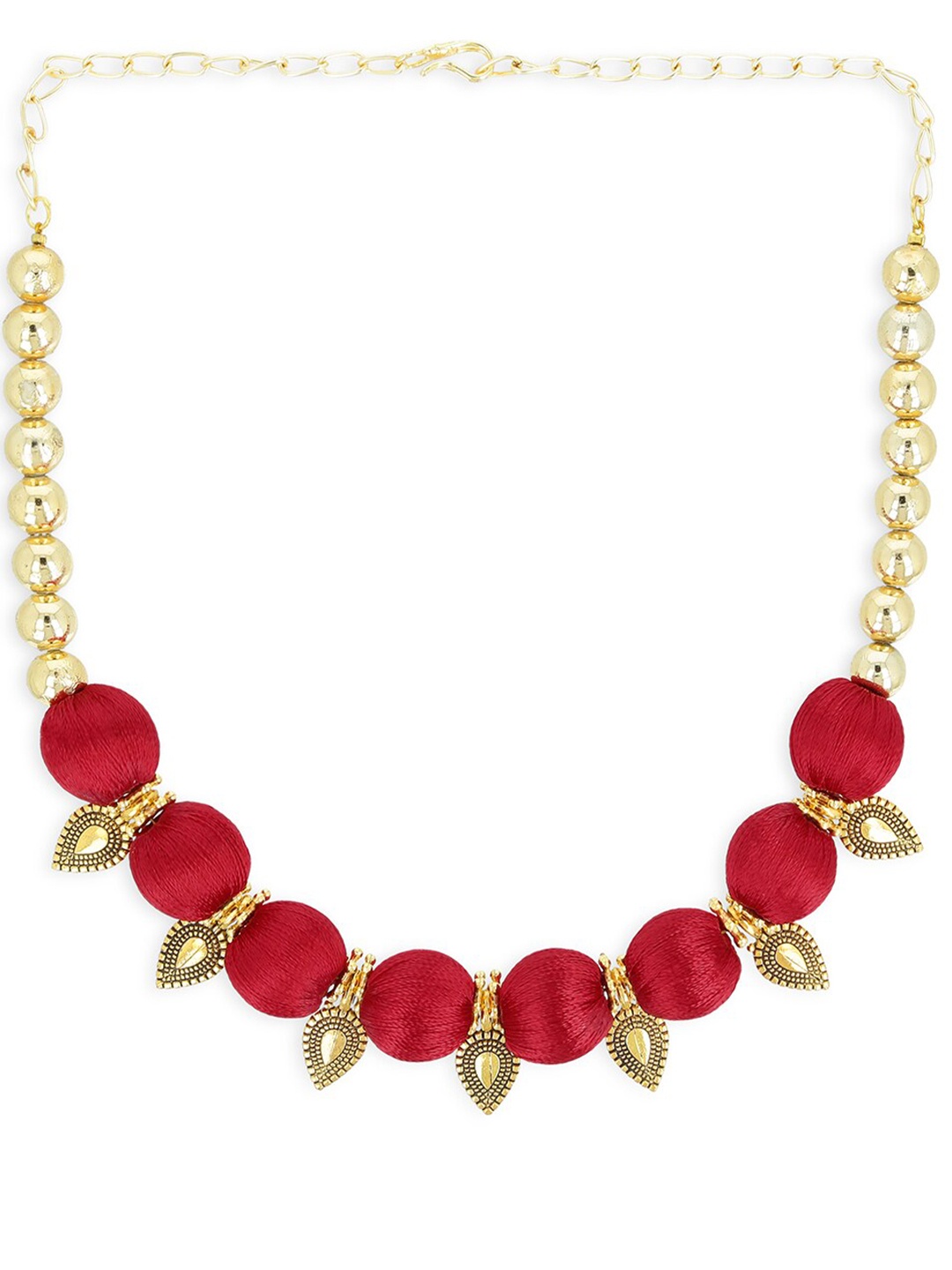 AKSHARA Girls Gold-Plated & Red Alloy Handcrafted Necklace