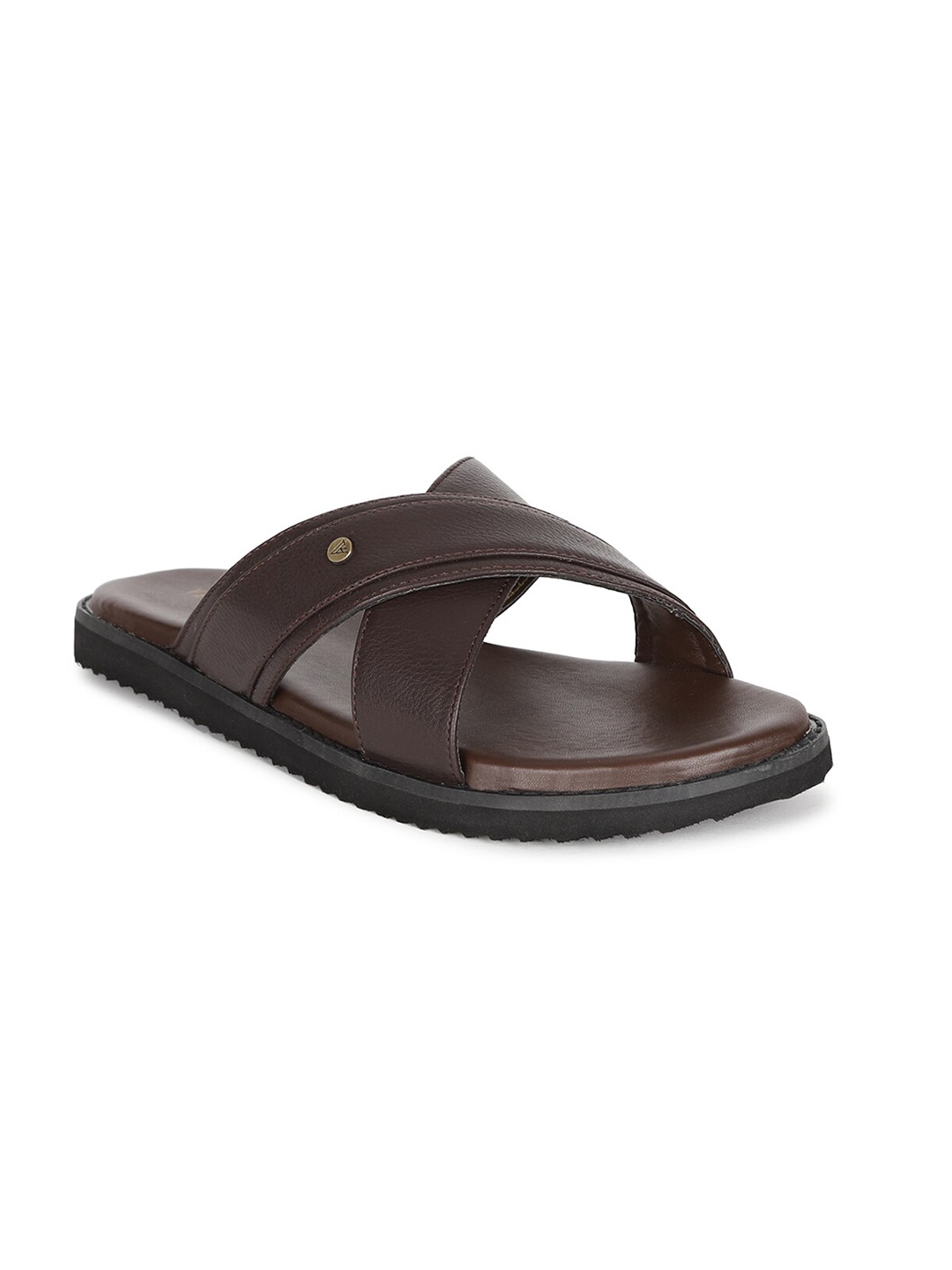 

Van Heusen Men Coffee Brown Leather Comfort Sandals