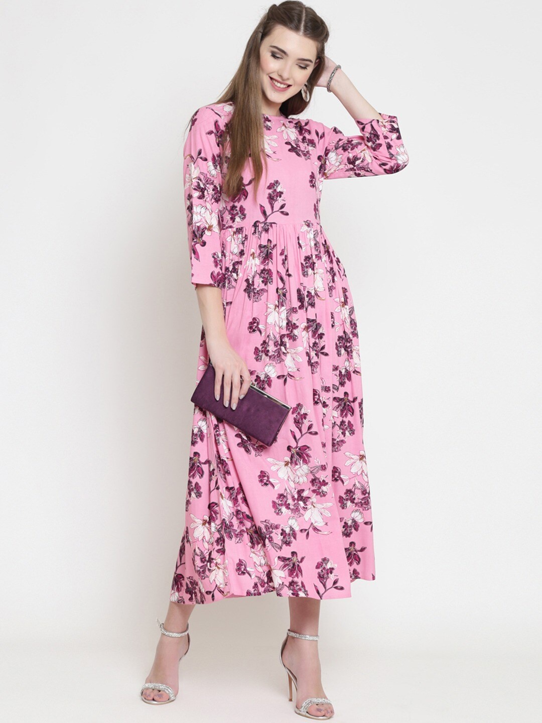 

Sera Pink & Purple Floral Maxi Dress