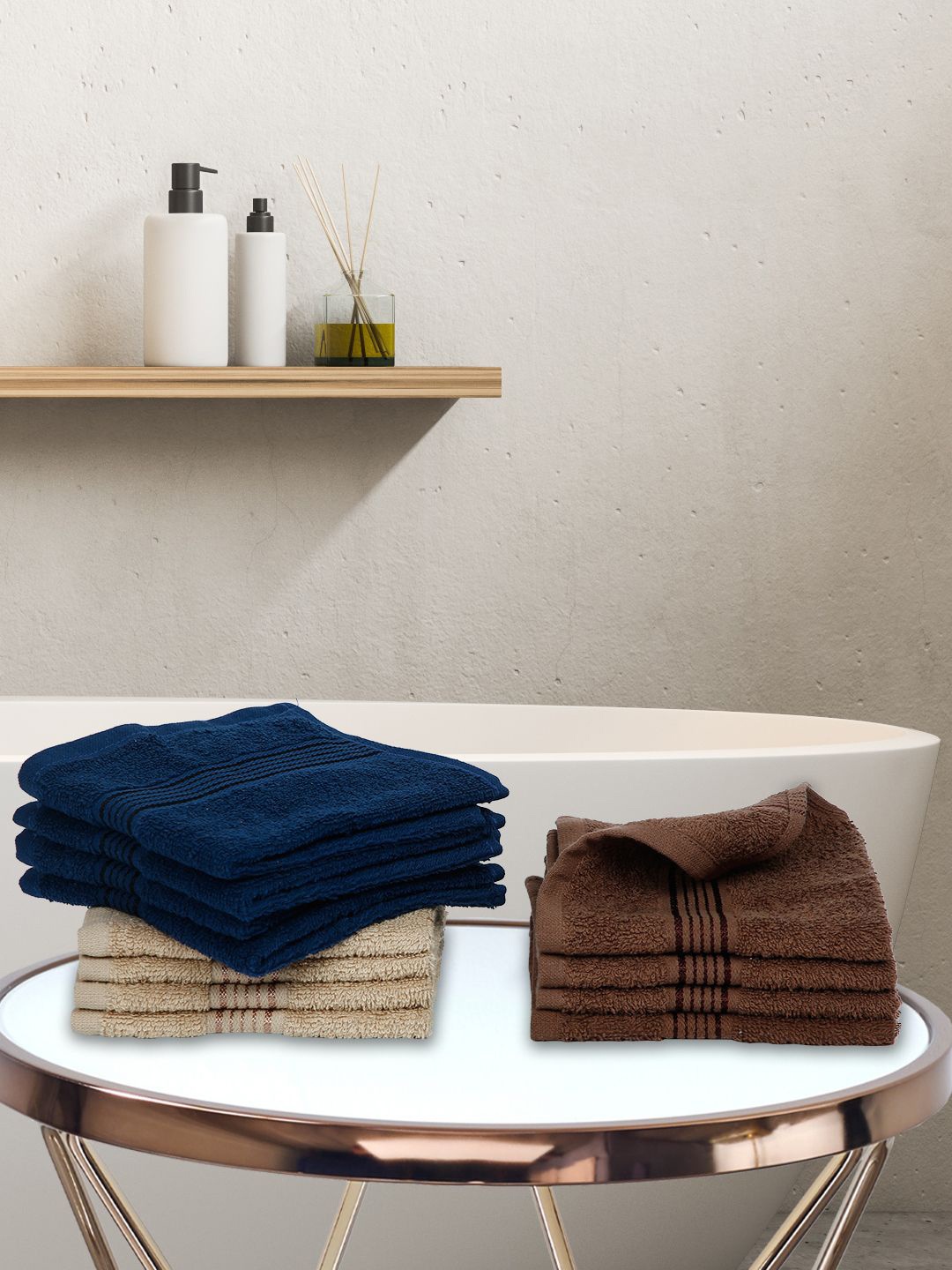

BIANCA Set of 12 Solid 380 GSM Cotton Face Towels, Multi
