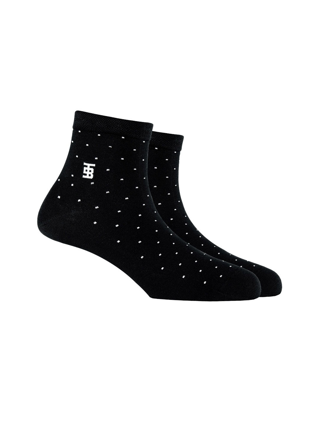 

SockSoho Men Black & White Patterned Ankle-Length Socks