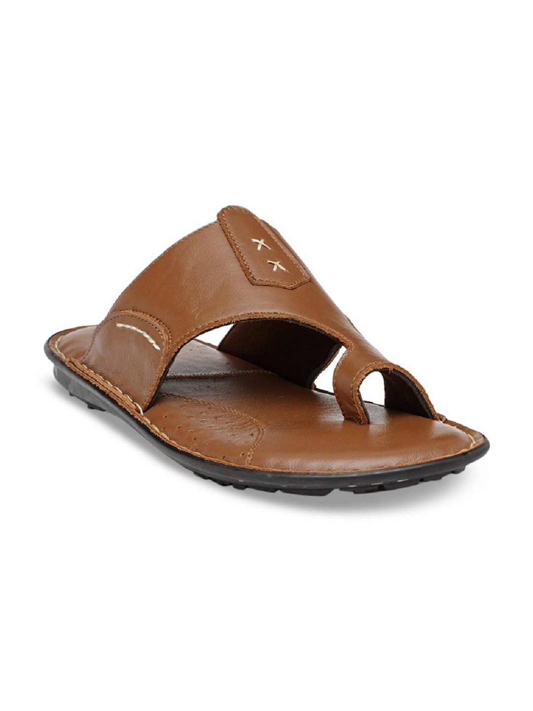 

Teakwood Leathers Men Tan Brown Leather Comfort Sandals