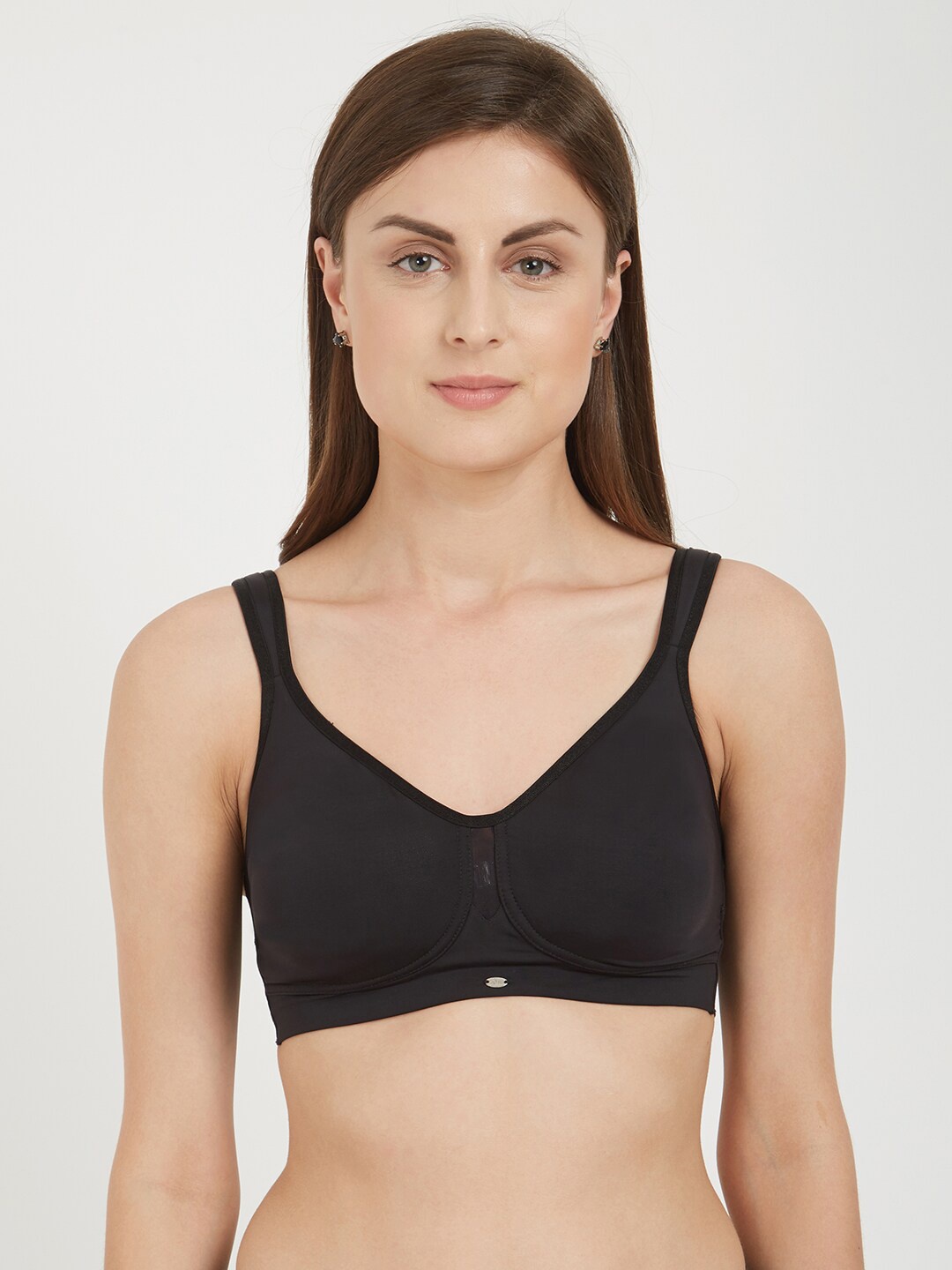 

Soie Black Solid Non-Wired Non Padded Minimizer Bra CB-328BLACK